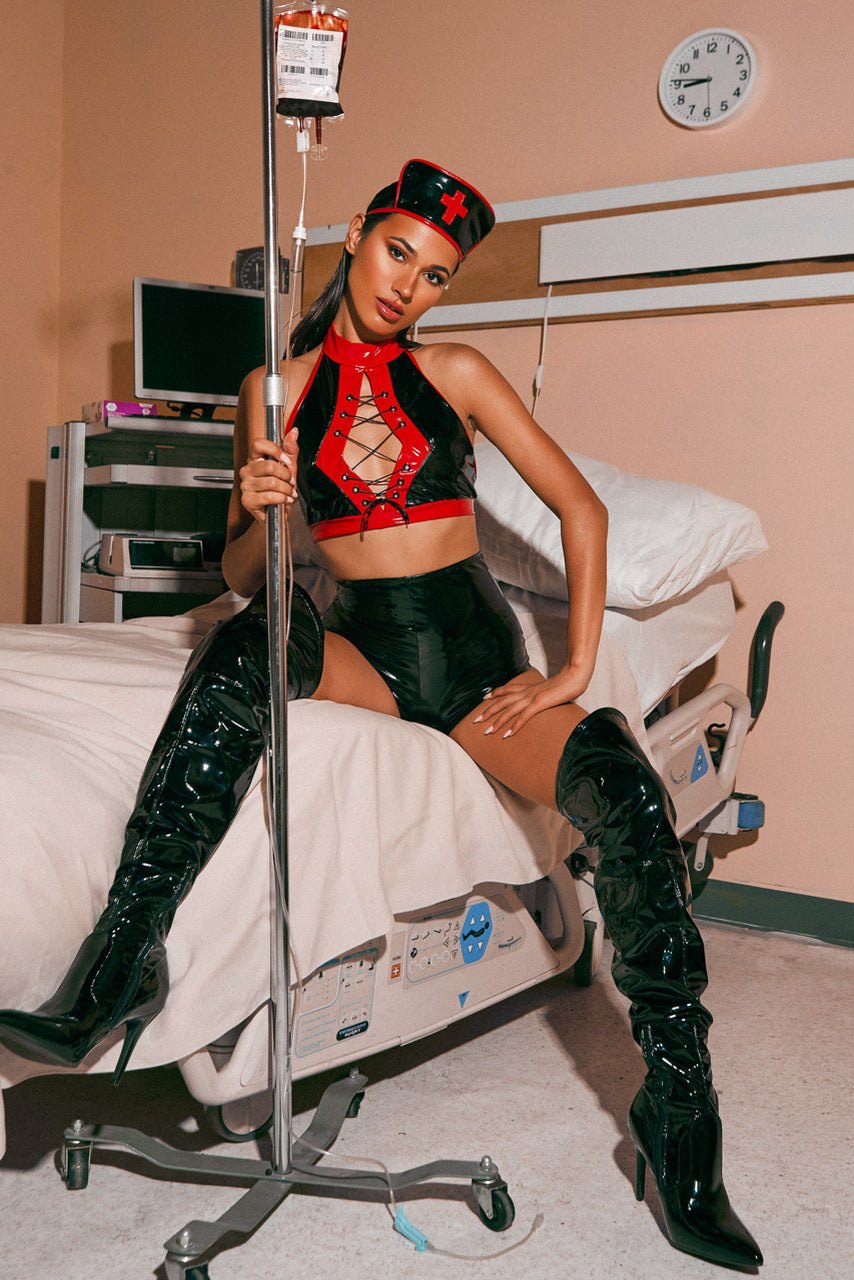 Patent leather lace up nurse costume set, photo 5