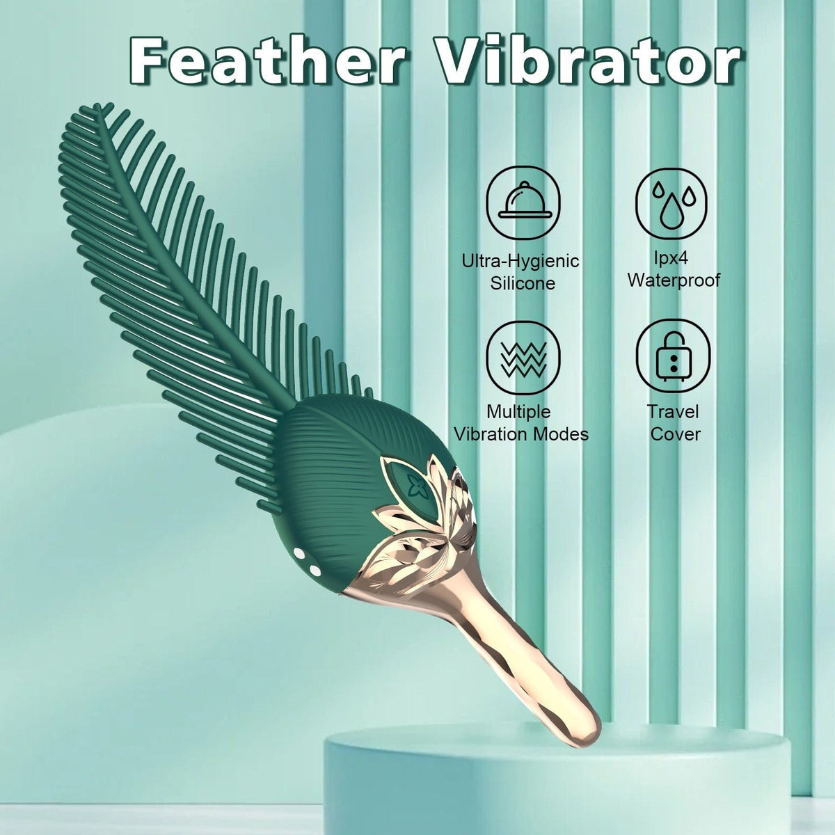 Green peacock feather clitoral stimulator, photo 8