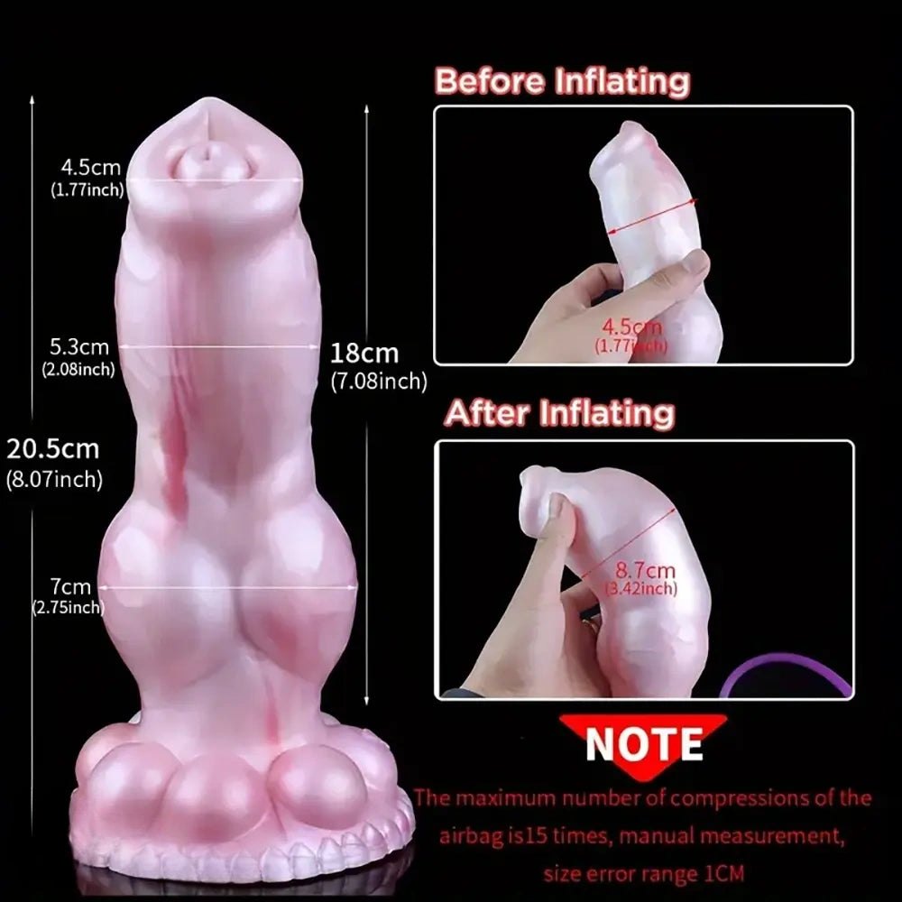 Pearlescent pink knotted animal dildo with suction cup base, photo 3