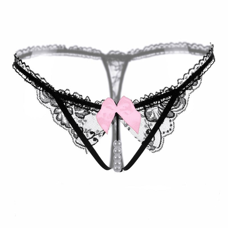 Pearl open crotch lace thong, photo 1