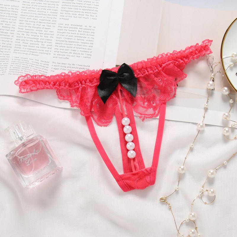 Pearl open crotch lace thong, photo 5