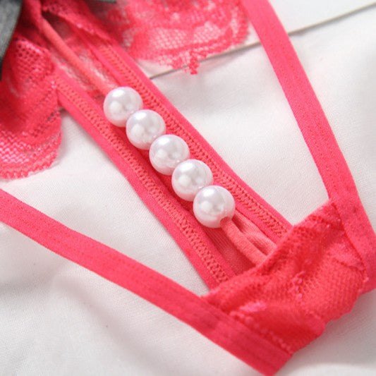 Pearl open crotch lace thong, photo 6