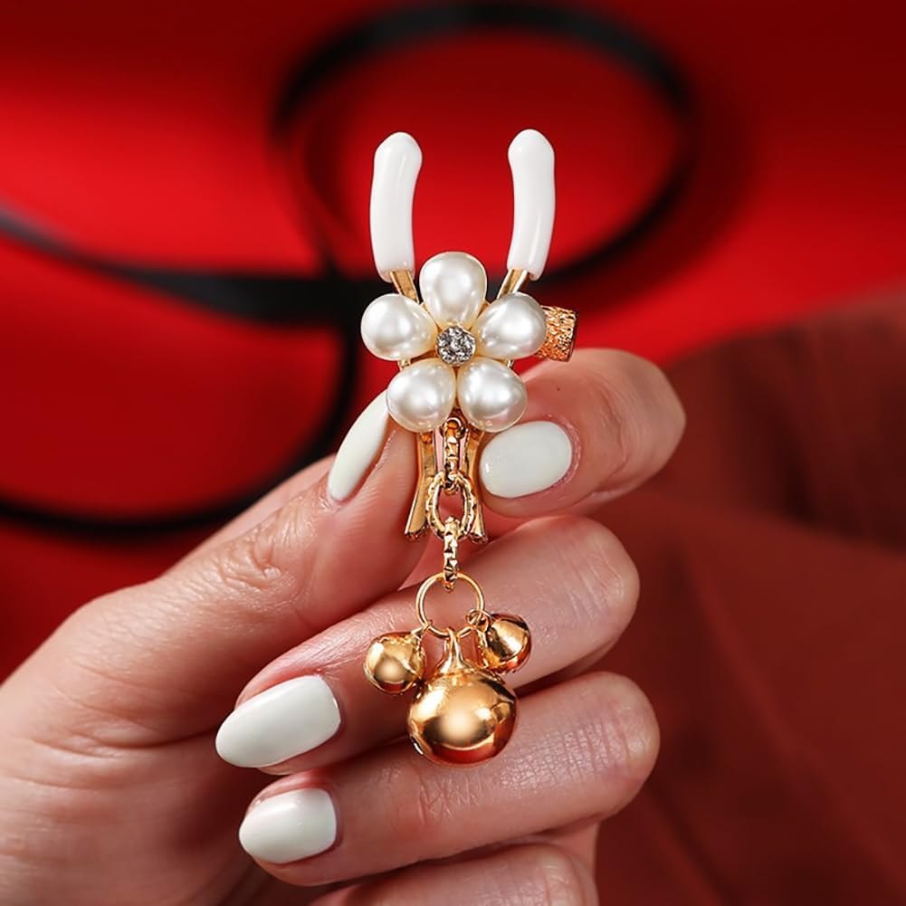 Gold pearl petal nipple clamps with chain, photo 5