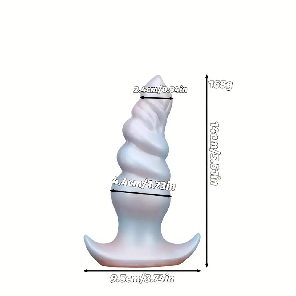 Pearlescent ribbed anal plug with anchor base, photo 6