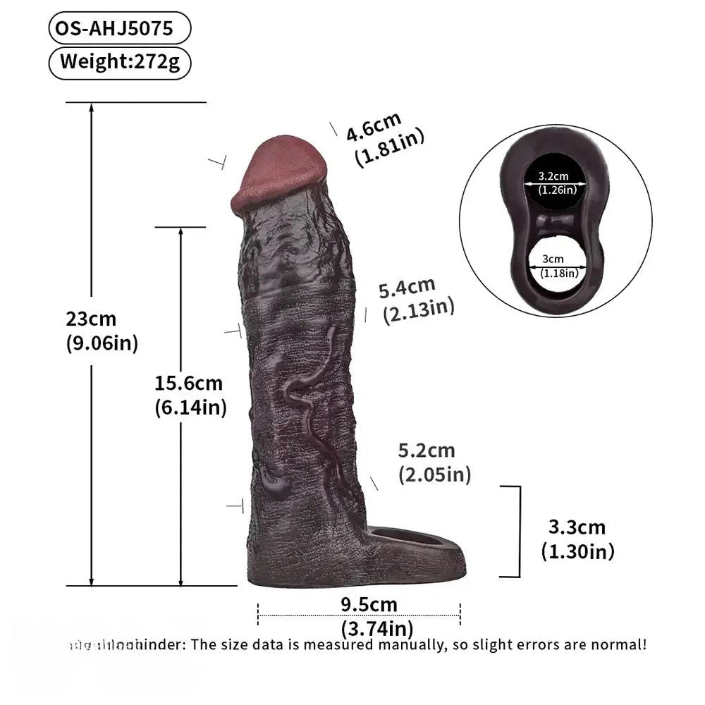 Coffee tone penis sleeve with ring, photo 12