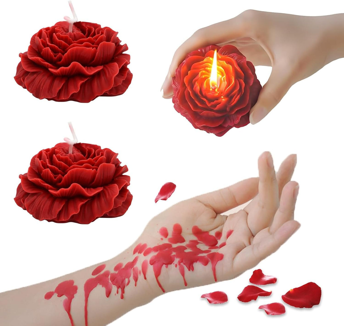 Peony shaped soy wax sm candle, photo 1