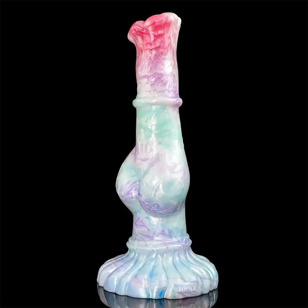 Marbled knotted horse-style silicone dildo, photo 1
