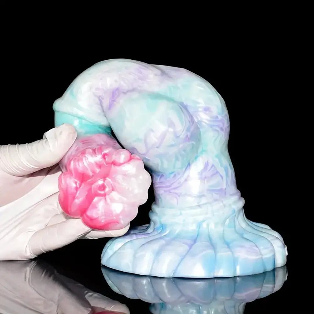 Marbled knotted horse-style silicone dildo, photo 8