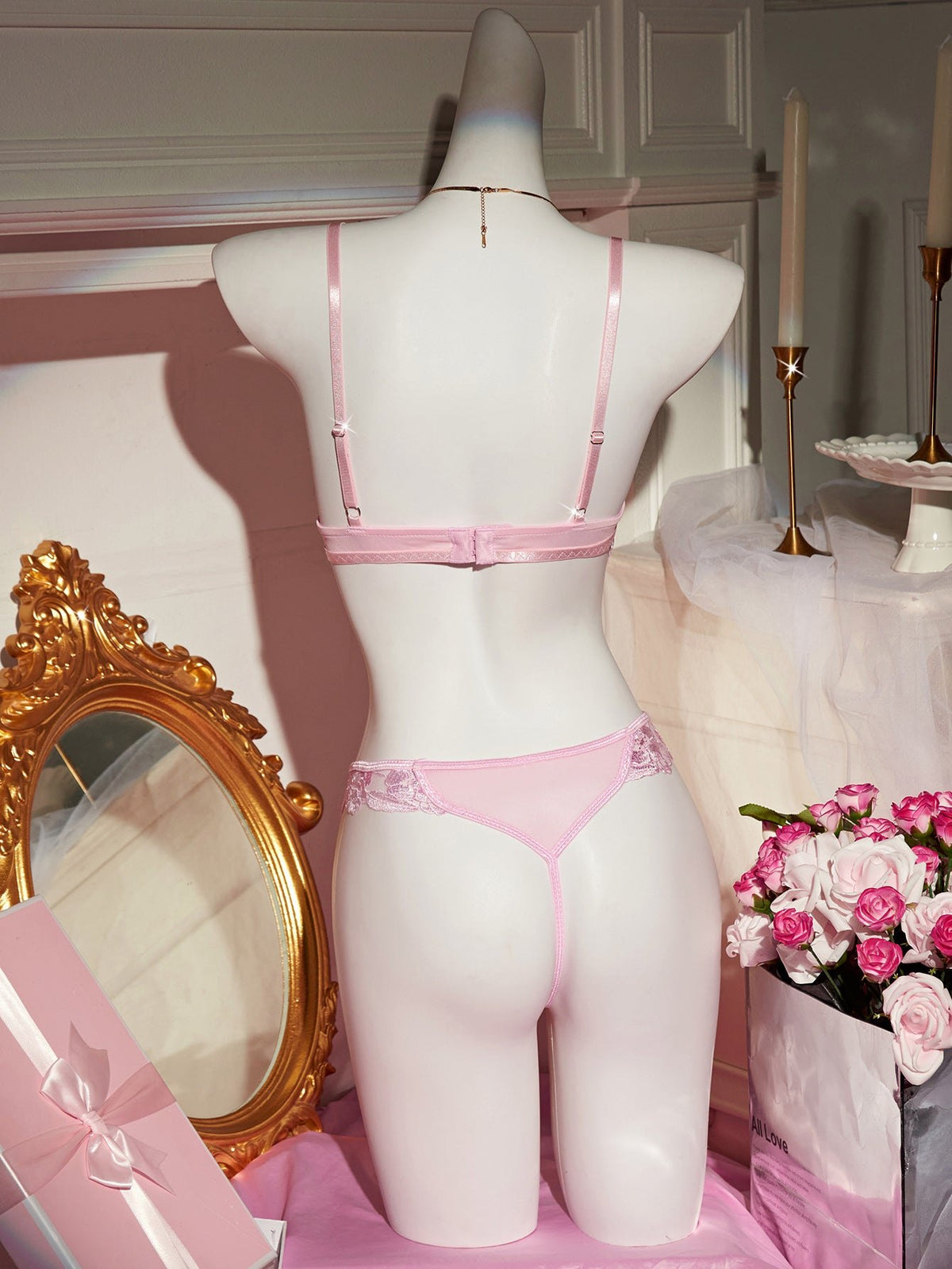 Petal embroidered sheer bra panty set, photo 3
