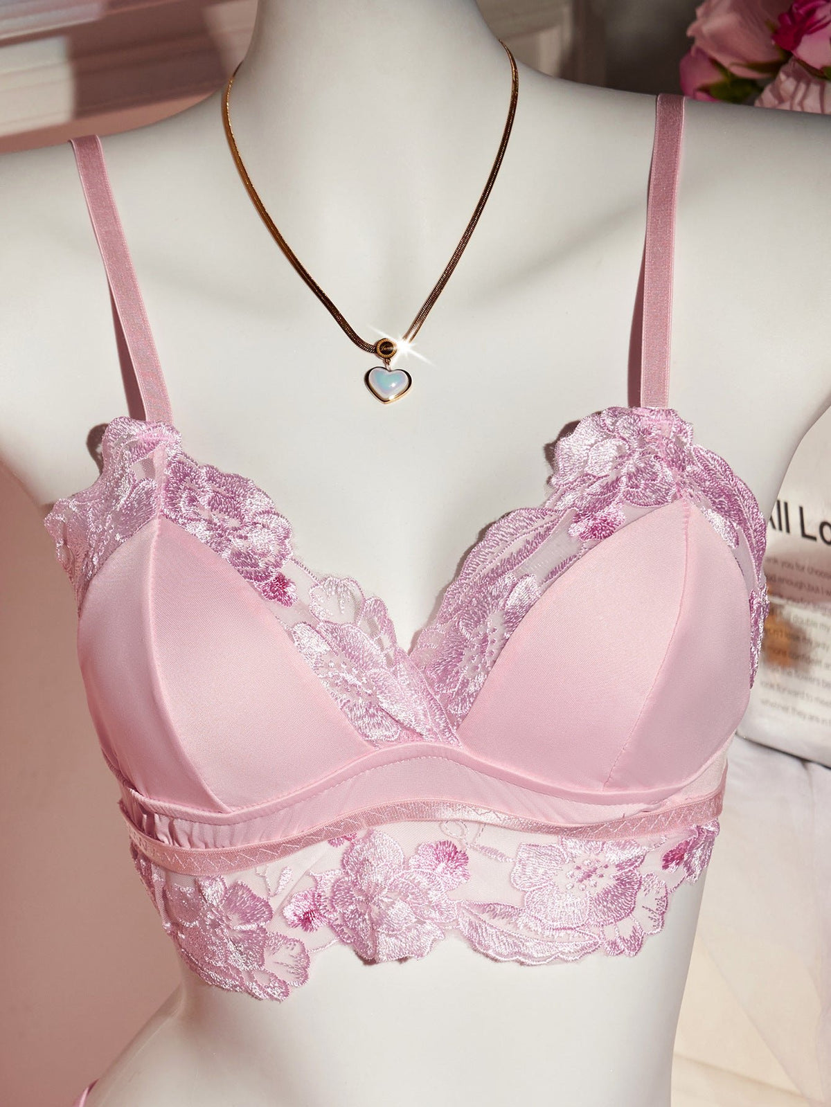 Petal embroidered sheer bra panty set, photo 4