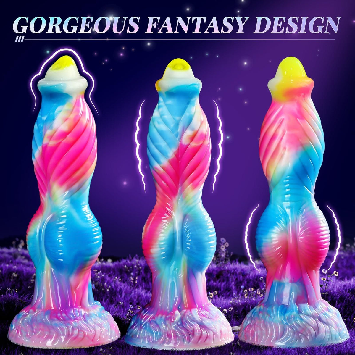 Blue and gold feathered fantasy dildo, photo 12