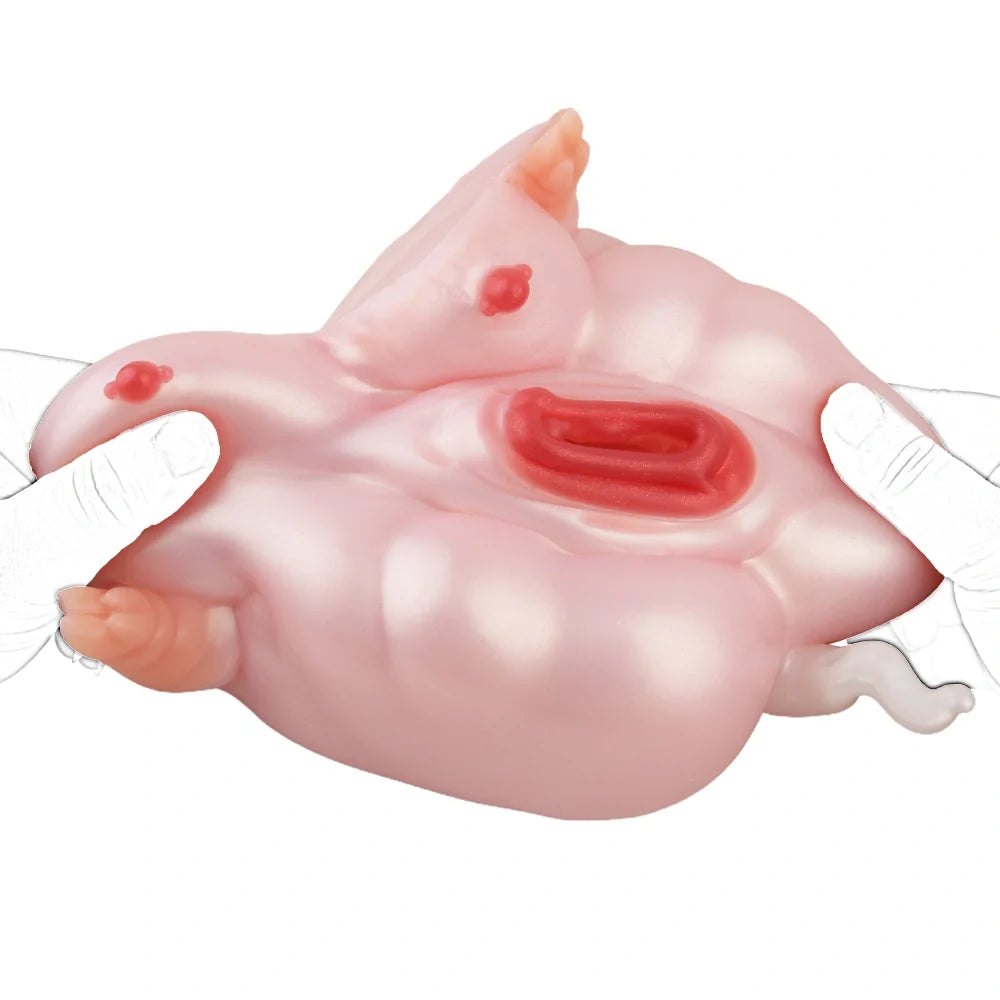 Warm pink pearl-finish furry pig fantasy masturbator, photo 12