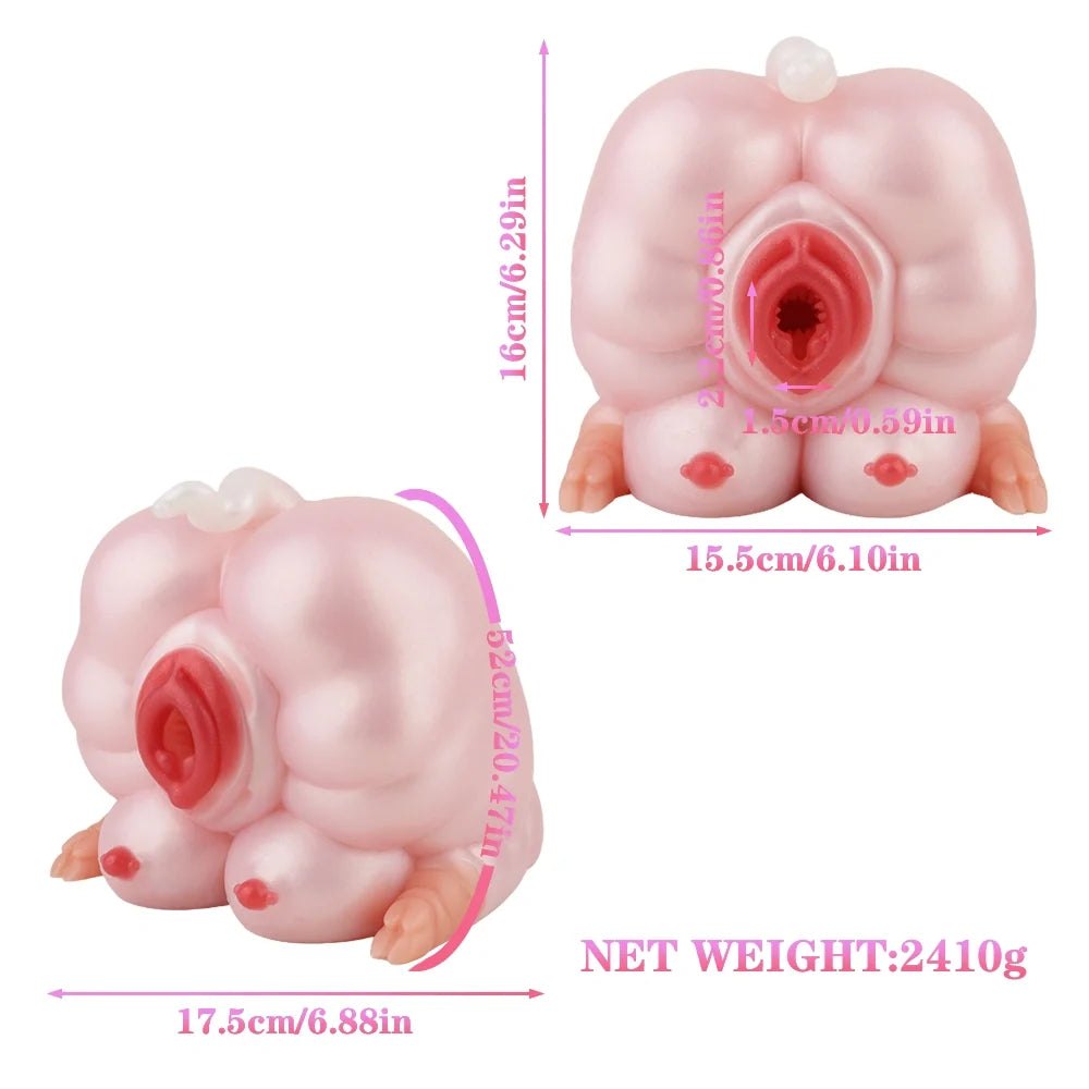 Warm pink pearl-finish furry pig fantasy masturbator, photo 13