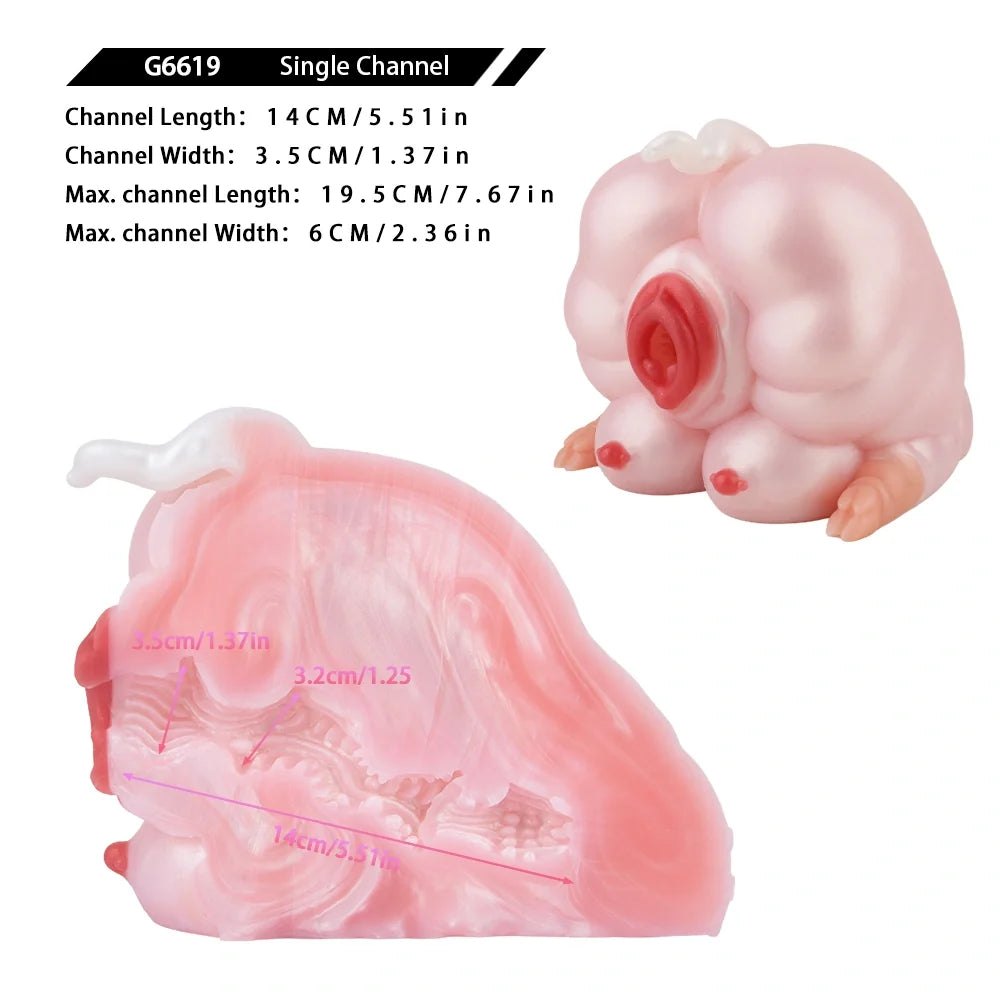 Warm pink pearl-finish furry pig fantasy masturbator, photo 14