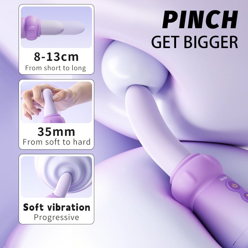 Purple pinch-to-expand thrusting vibrator, photo 2