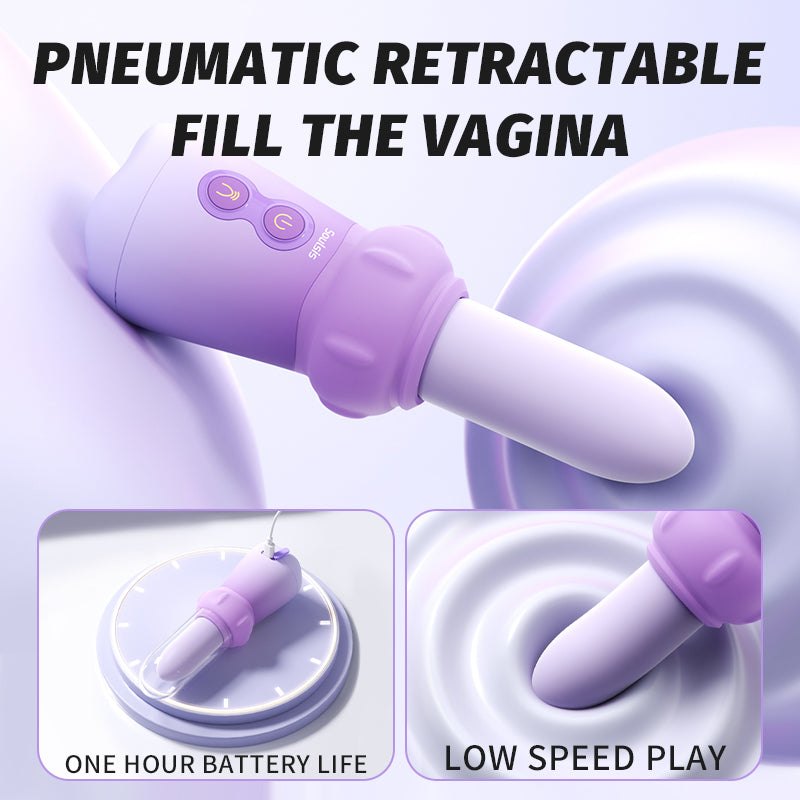 Purple pinch-to-expand thrusting vibrator, photo 4