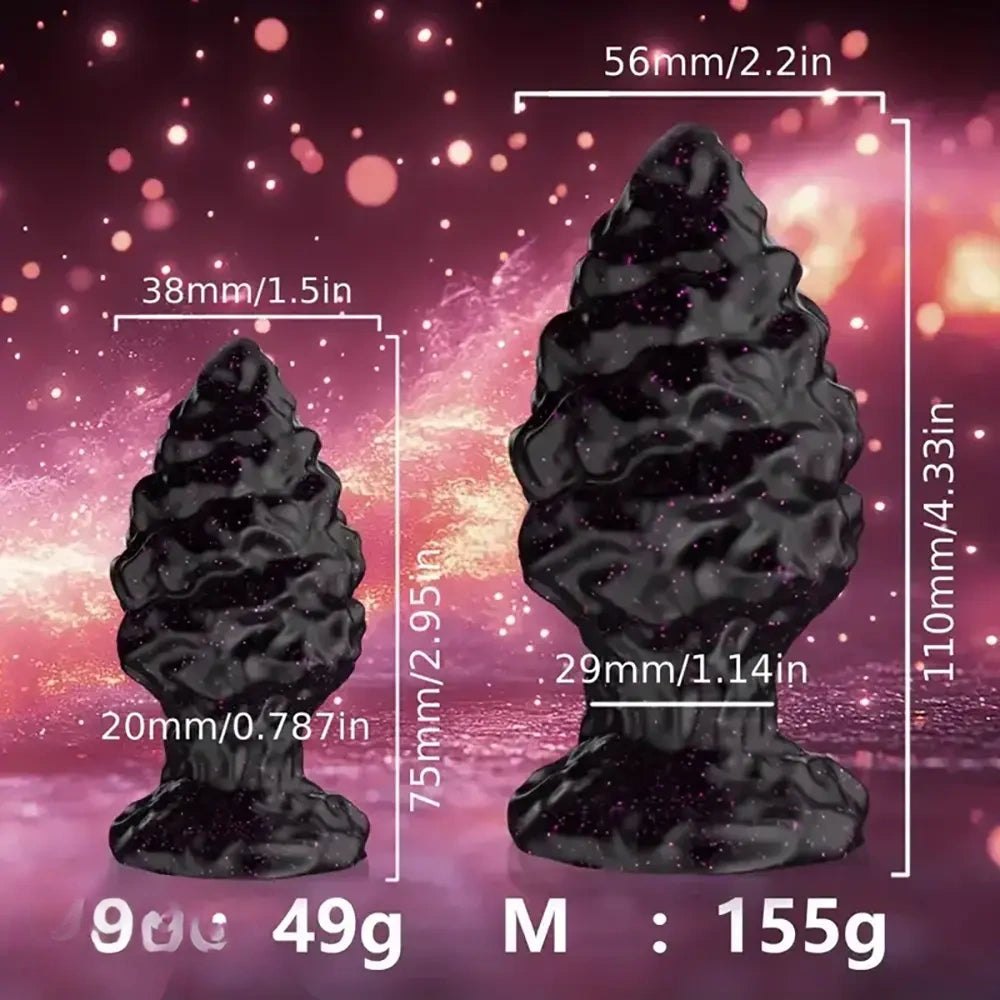Black pinecone textured silicone butt plug, photo 4