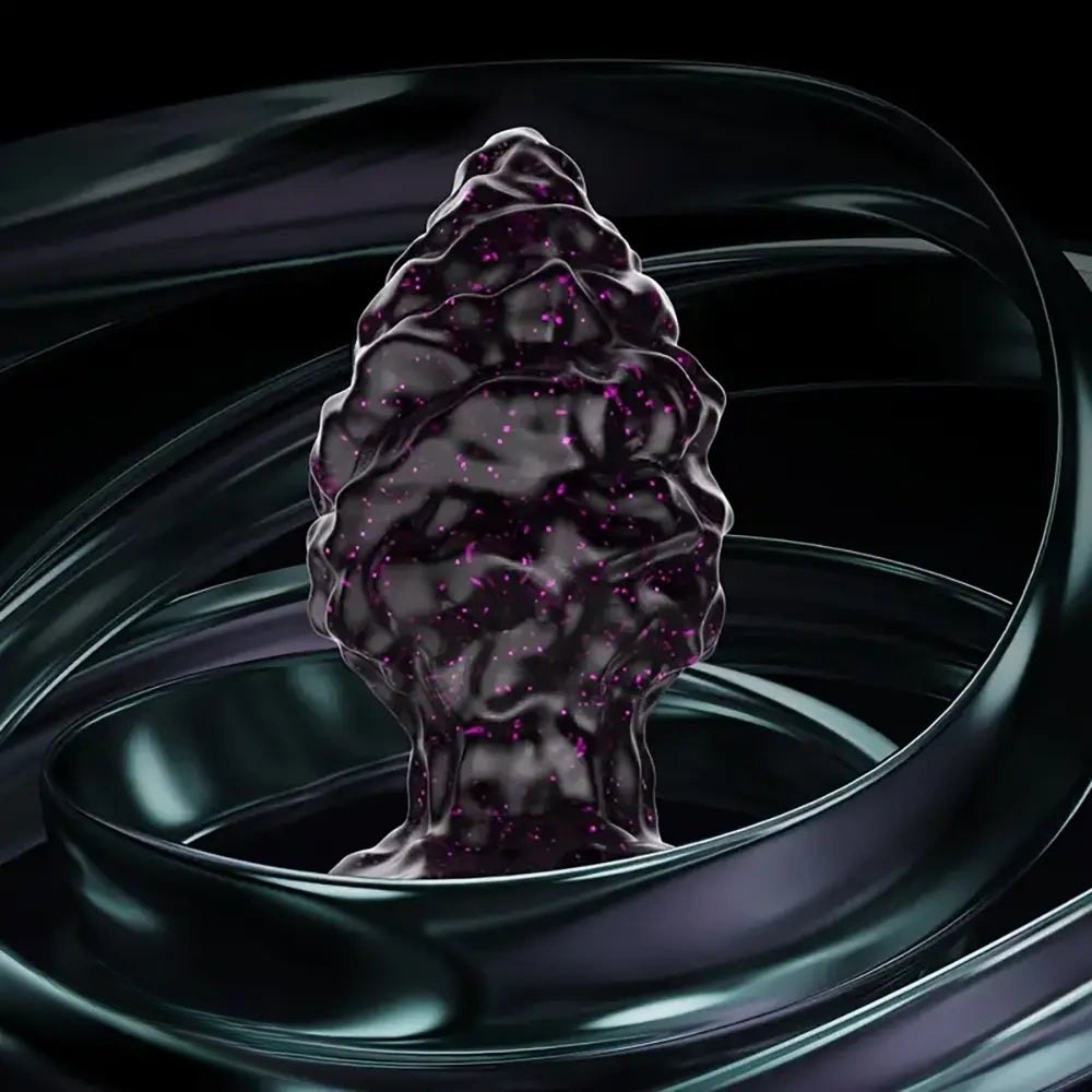 Black pinecone textured silicone butt plug, photo 5