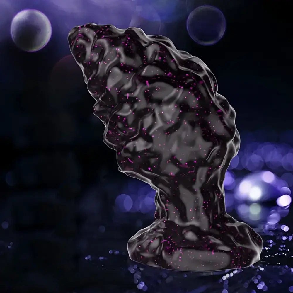 Black pinecone textured silicone butt plug, photo 6