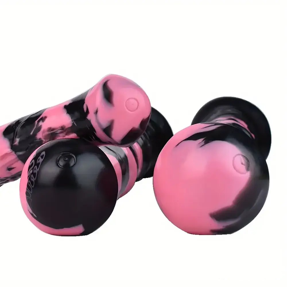Pink and black horse-style silicone dildo, photo 3