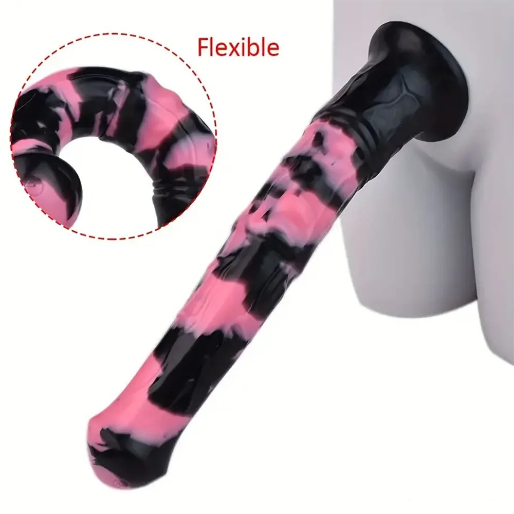 Pink and black horse-style silicone dildo, photo 4