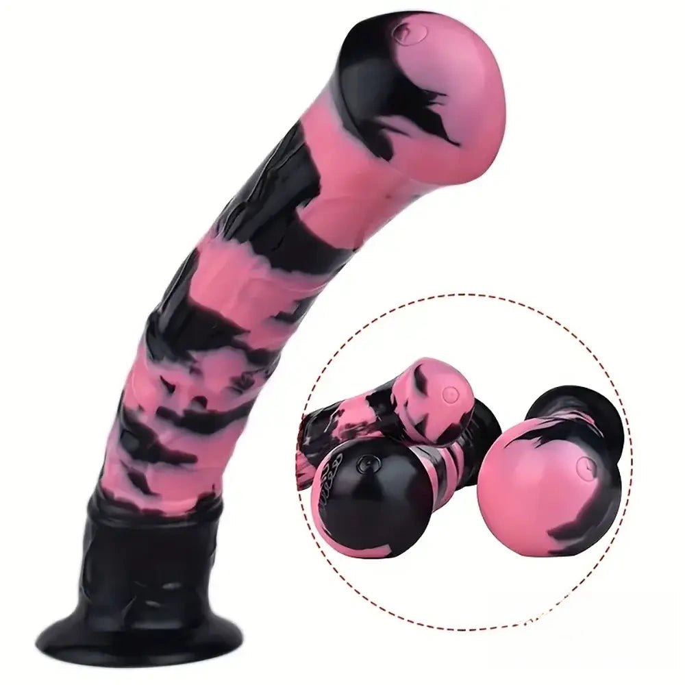 Pink and black horse-style silicone dildo, photo 5