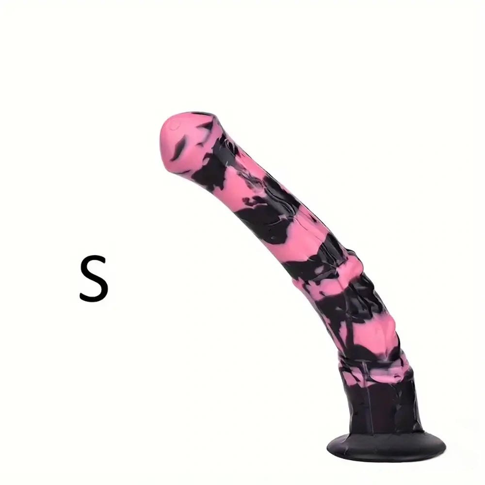 Pink and black horse-style silicone dildo, photo 6