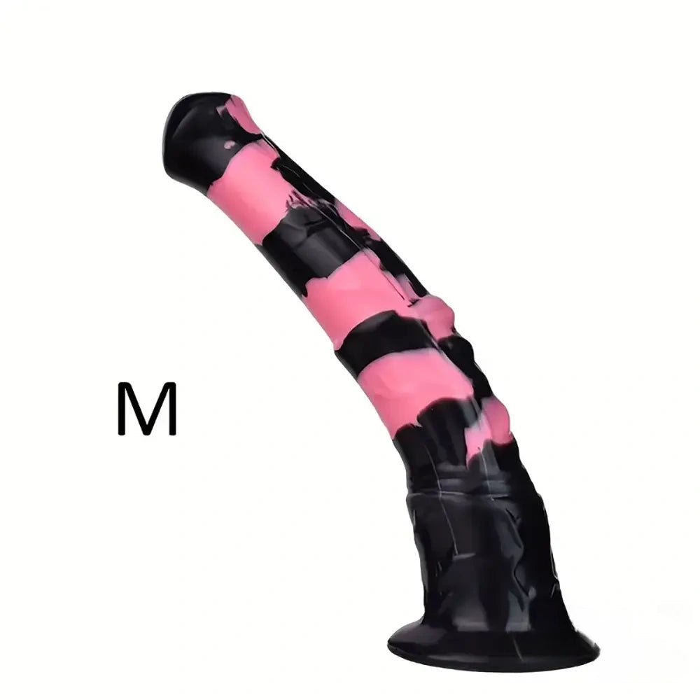 Pink and black horse-style silicone dildo, photo 7