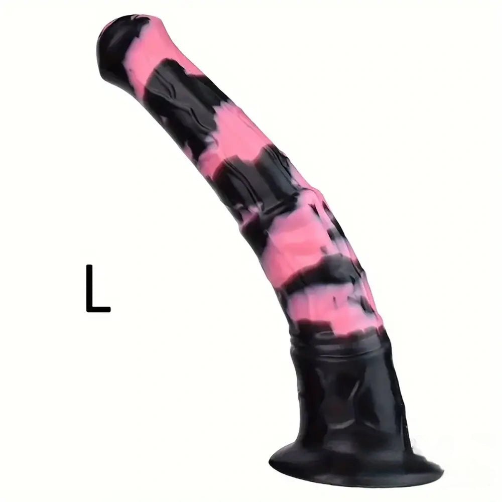 Pink and black horse-style silicone dildo, photo 8
