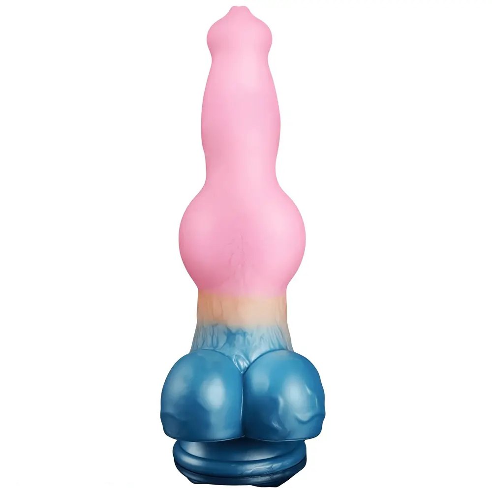 Pink and blue silicone animal knot dildo, photo 1