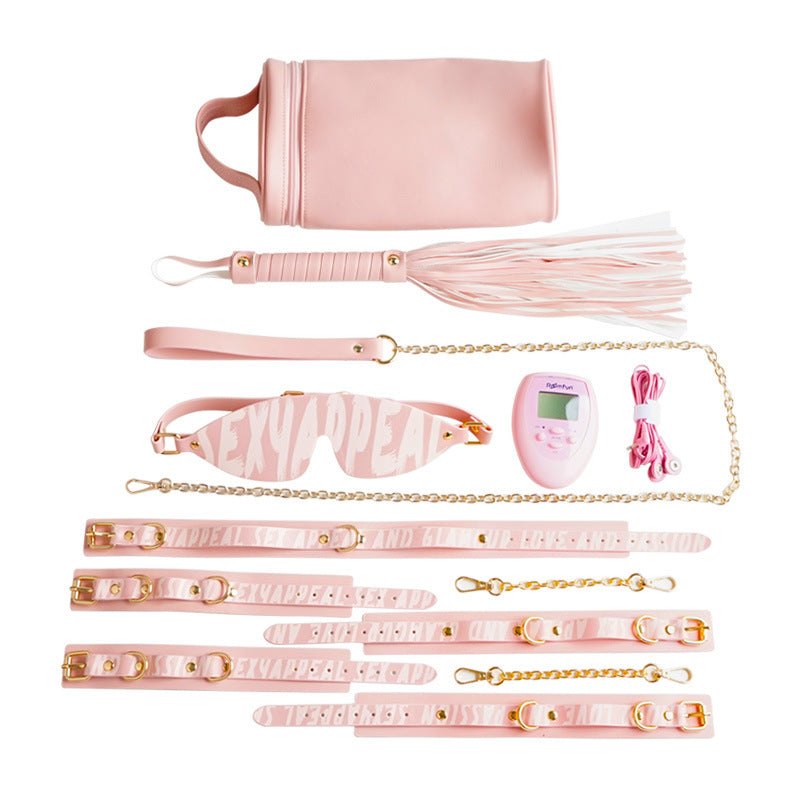 Pink bondage set with pulse massager, photo 1