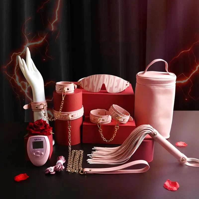Pink bondage set with pulse massager, photo 2