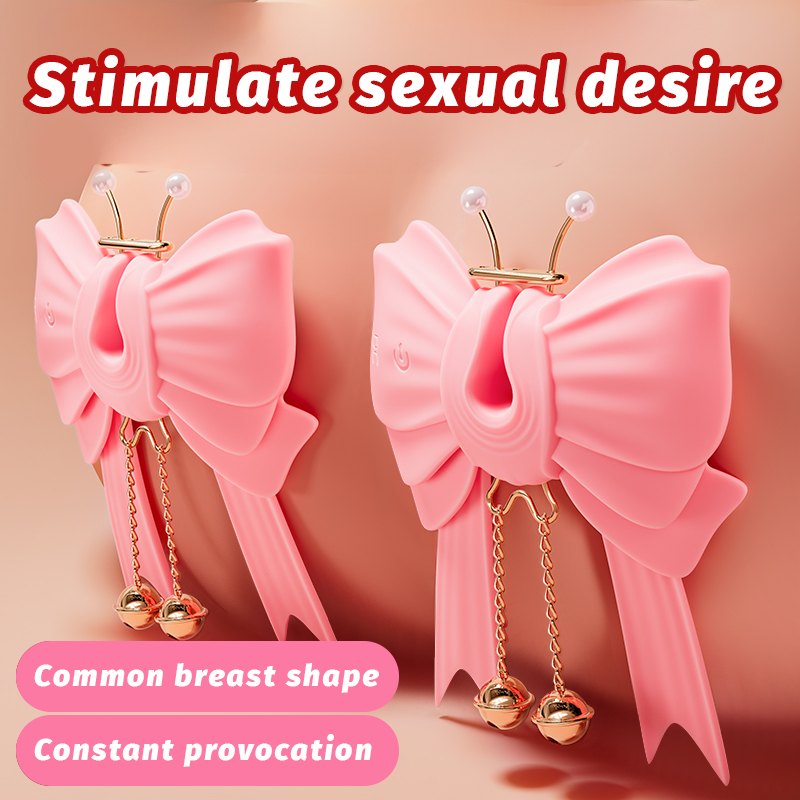 Pink bowknot vibrating nipple clamps, photo 4