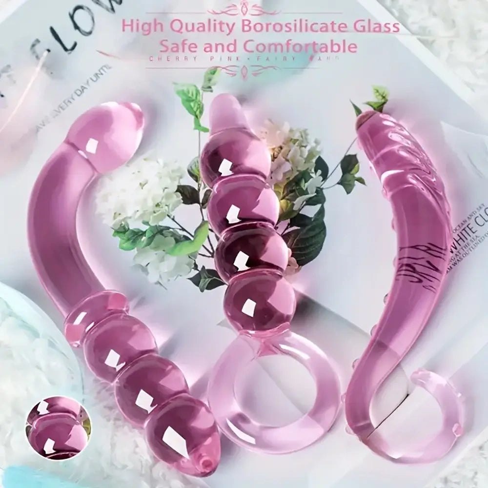 Pink crystal glass dildo, photo 1