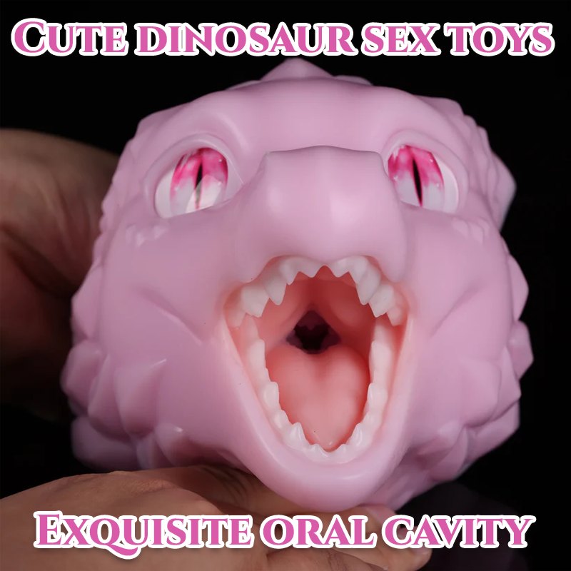 Pink dino-style dragon head oral stroker, photo 2