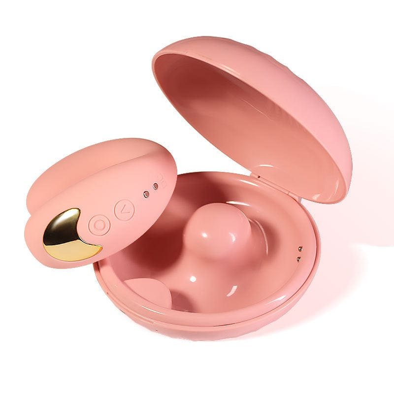 Pink egg-shaped sucking vibrator with storage case, photo 1