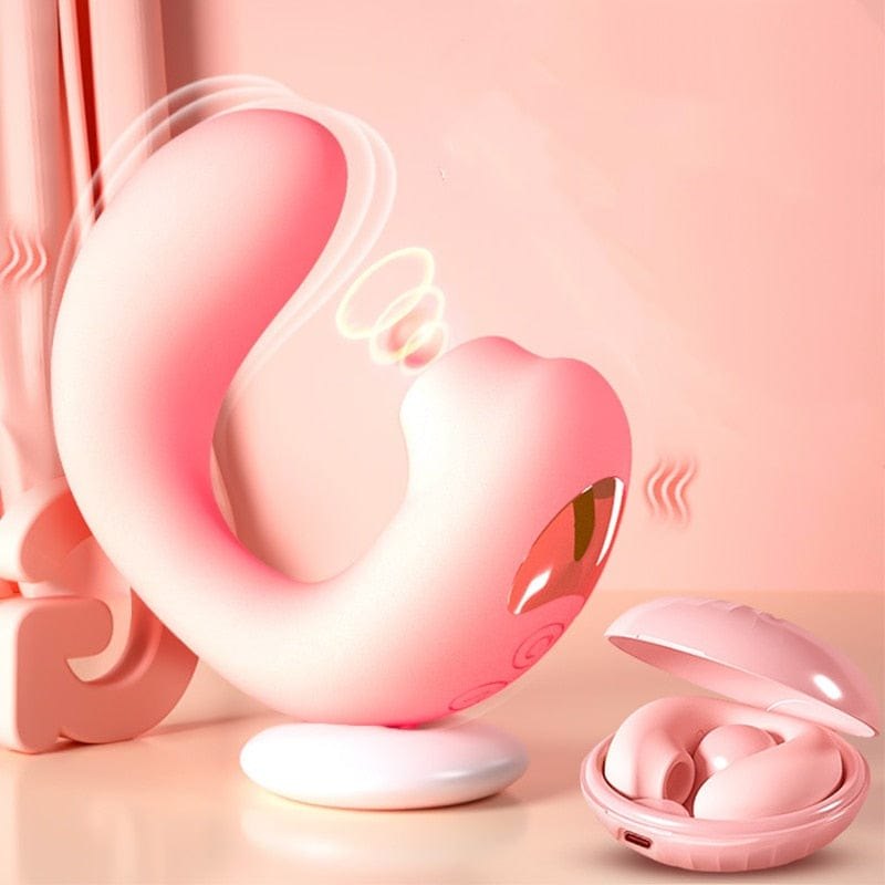Pink egg-shaped sucking vibrator with storage case, photo 7