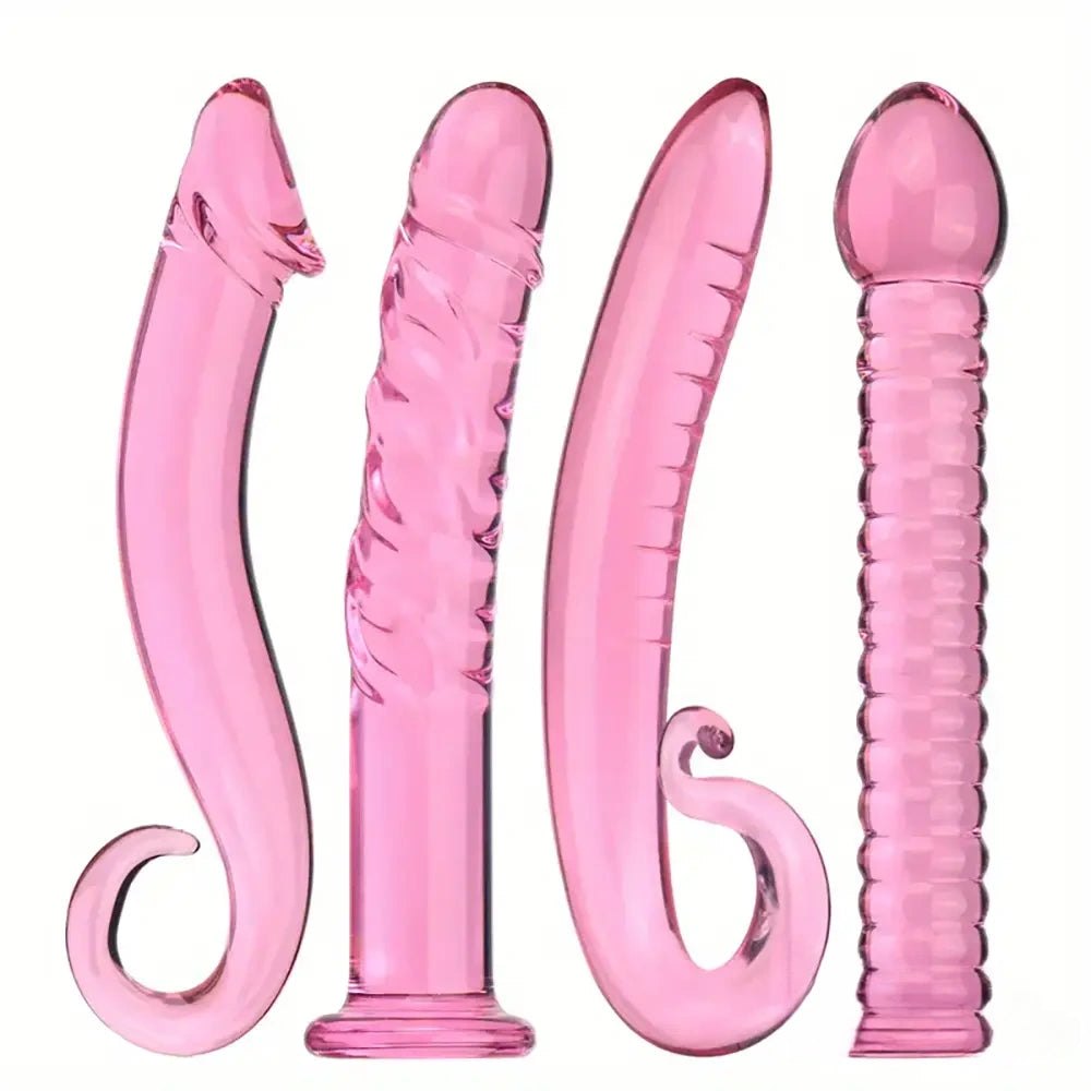 Pink glass crystal dildo, photo 1