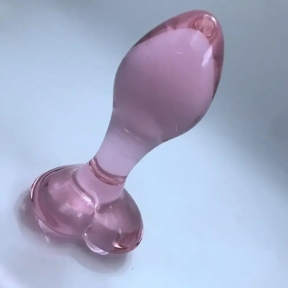 Pink glass dildo with heart base, photo 2