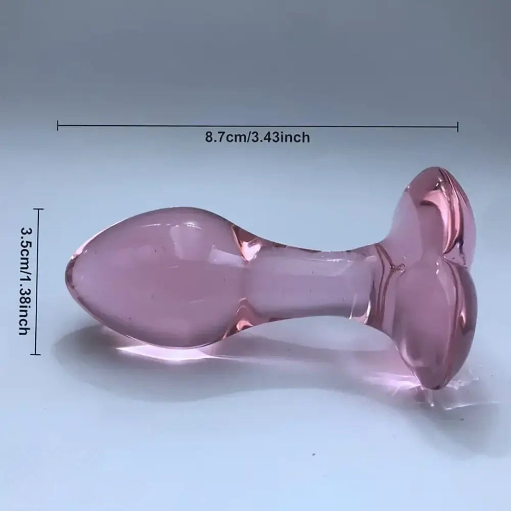 Pink glass dildo with heart base, photo 3