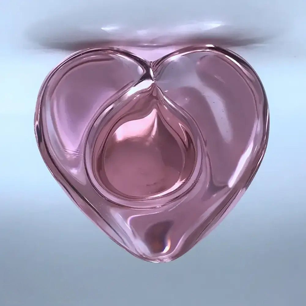 Pink glass dildo with heart base, photo 4
