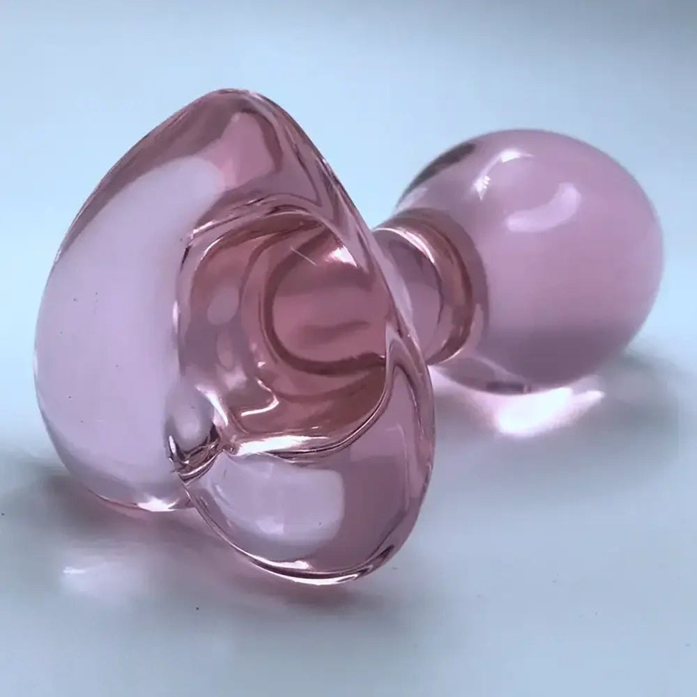 Pink glass dildo with heart base, photo 6