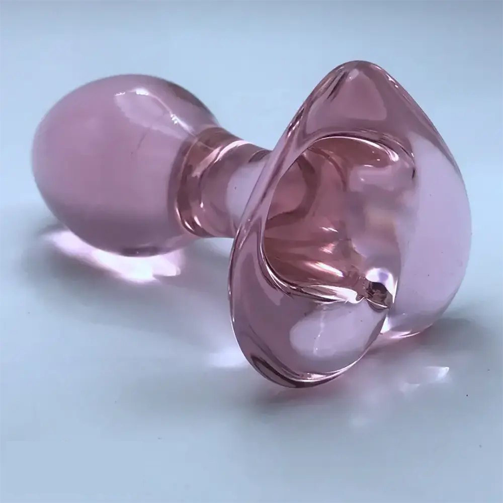 Pink glass dildo with heart base, photo 7