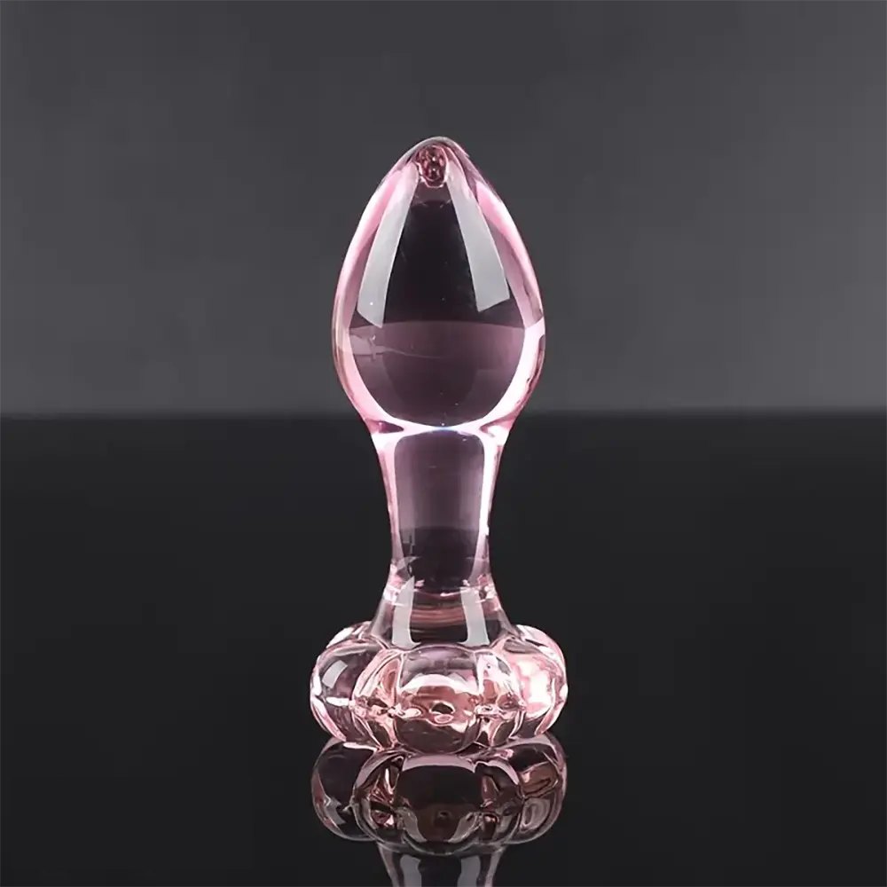 Pink glass flower base dildo, photo 1