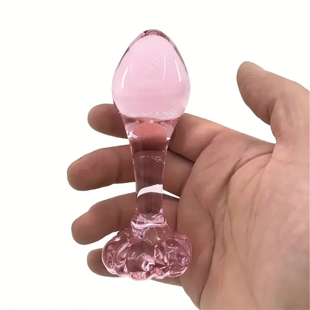 Pink glass flower base dildo, photo 10