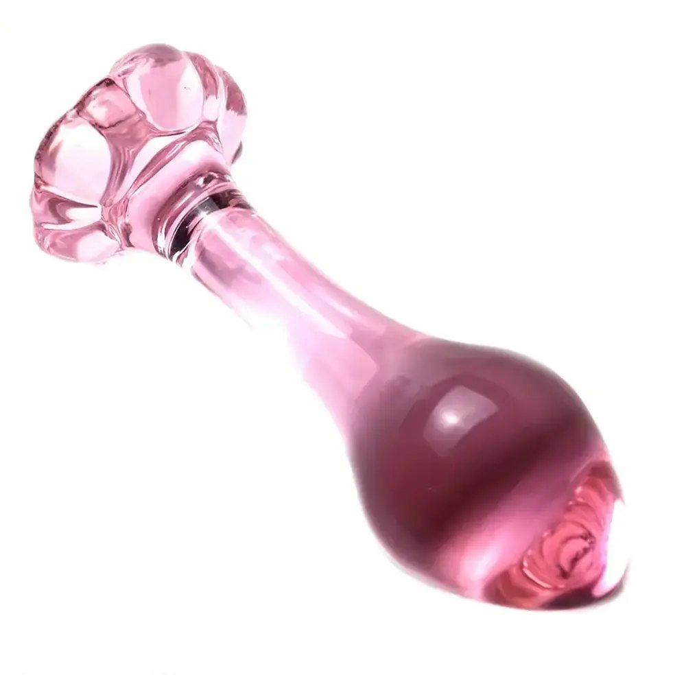 Pink glass flower base dildo, photo 2