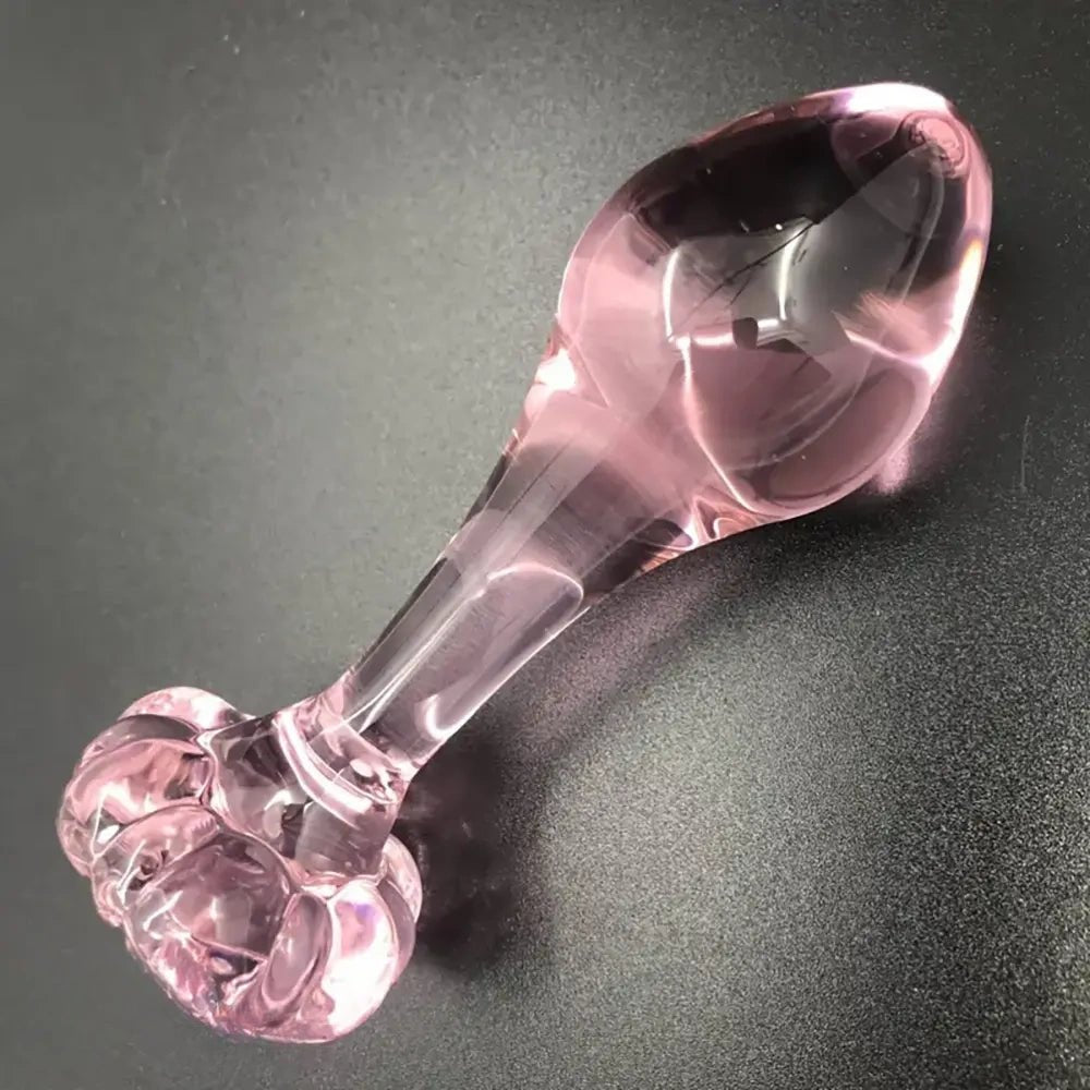 Pink glass flower base dildo, photo 3