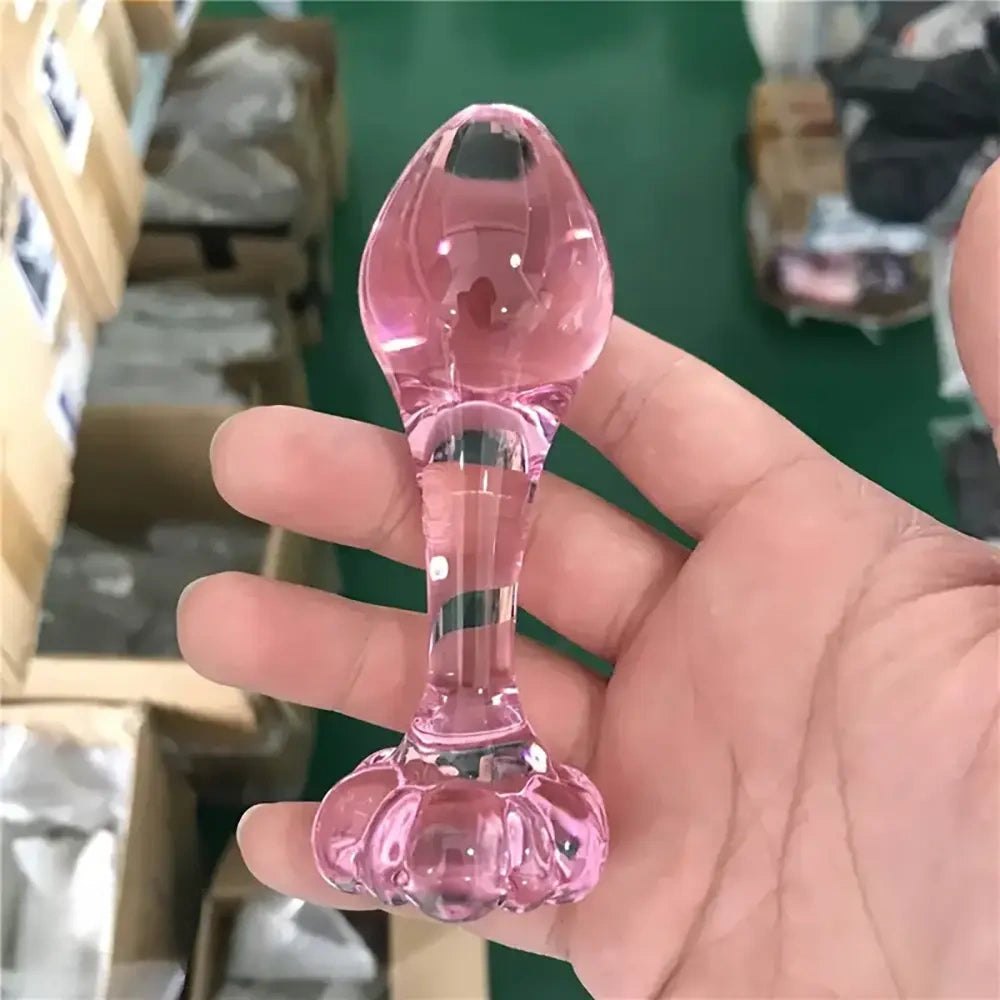 Pink glass flower base dildo, photo 5