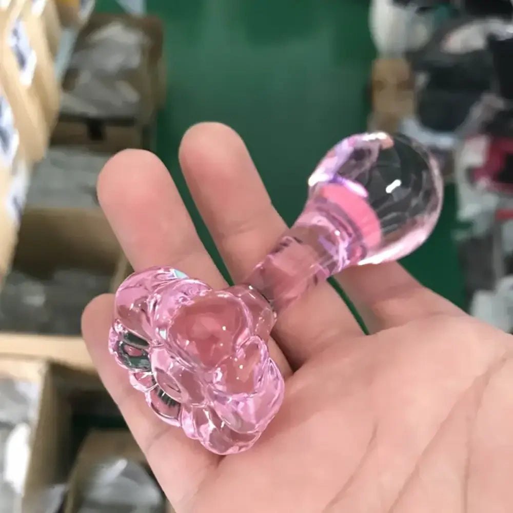 Pink glass flower base dildo, photo 9