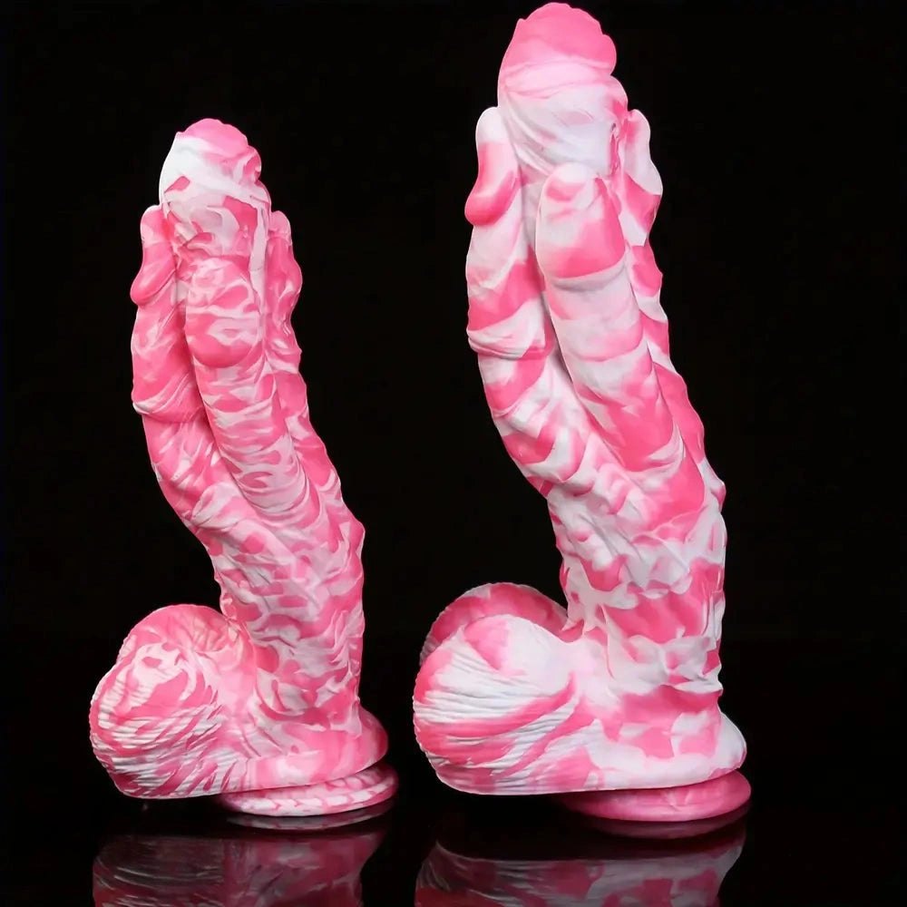 Pink and white marbled anal dildo, photo 1